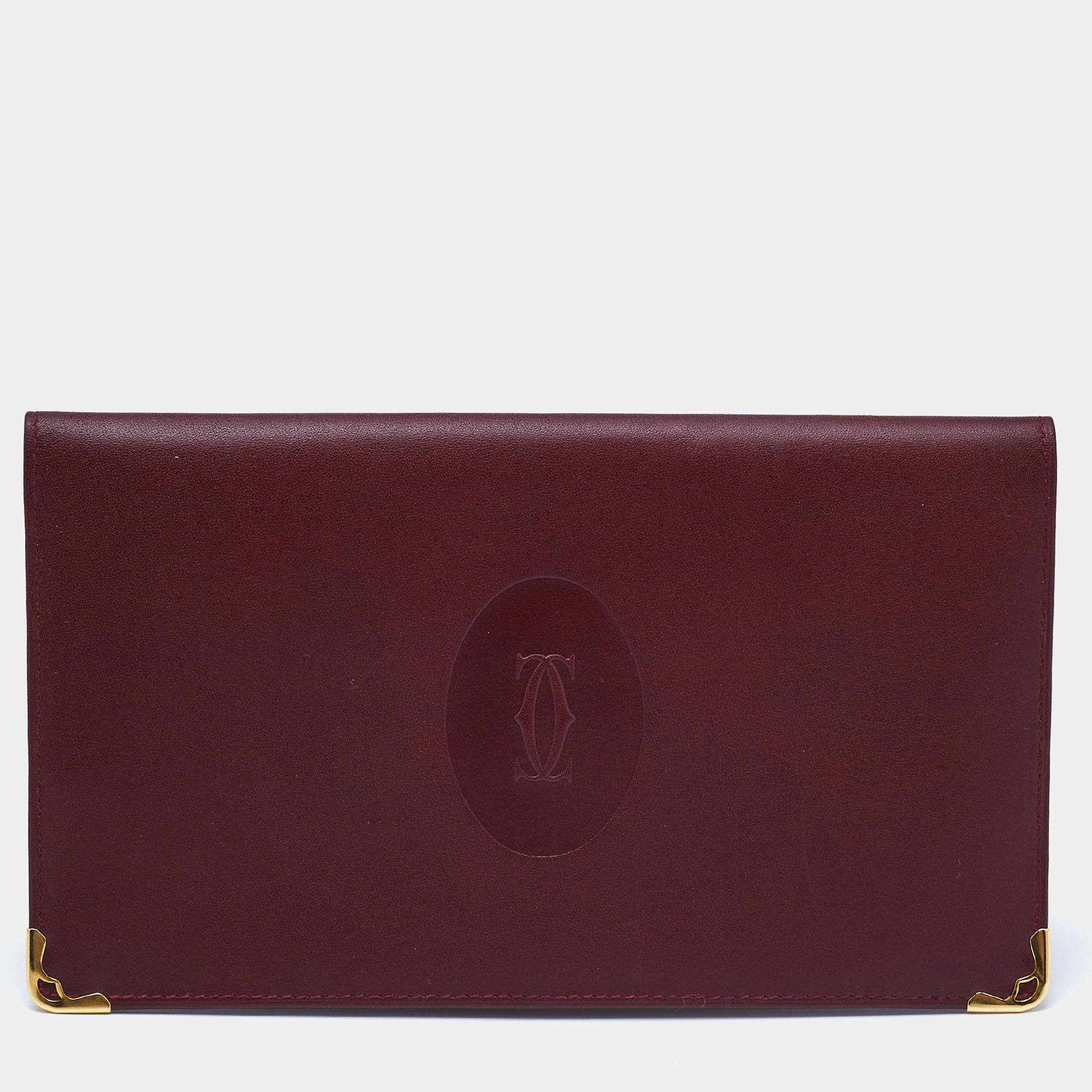 Cartier Burgundy Leather Must de Cartier Wallet Organizer 