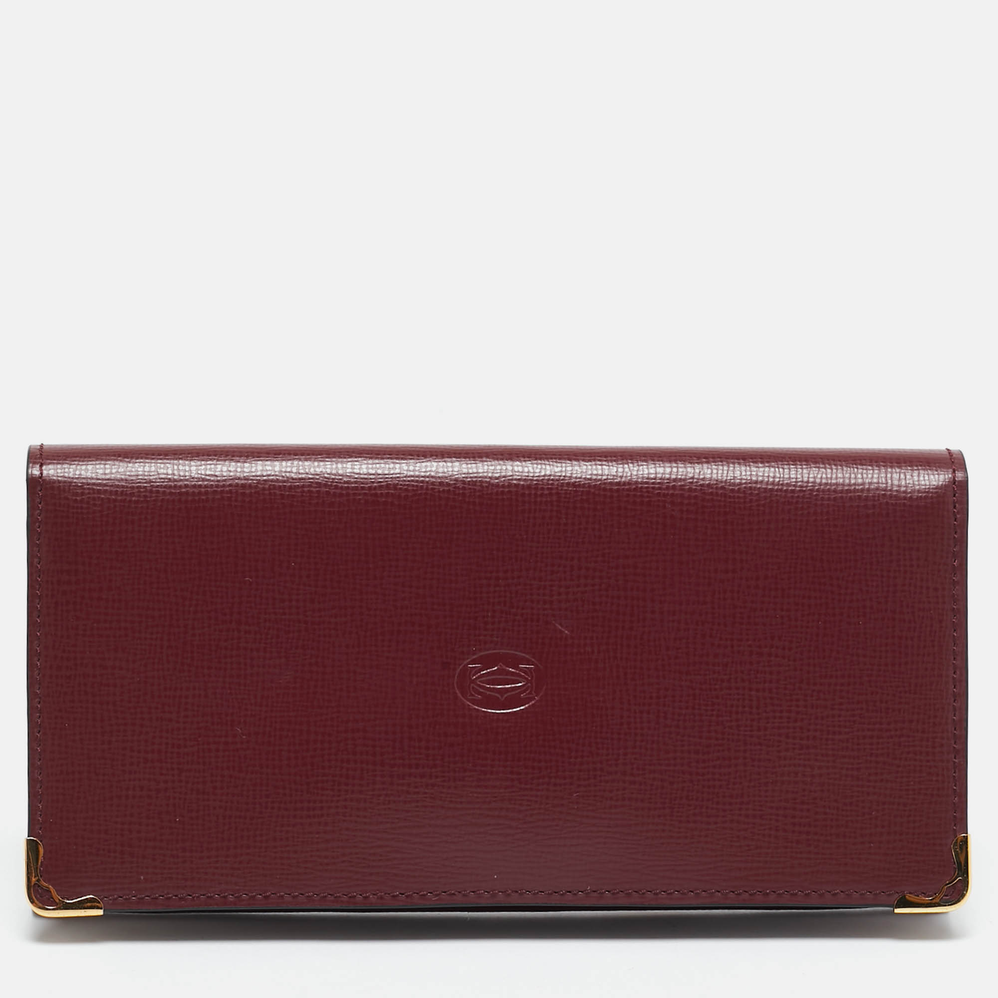 Cartier Burgundy Leather Must de Cartier Bifold Long Wallet