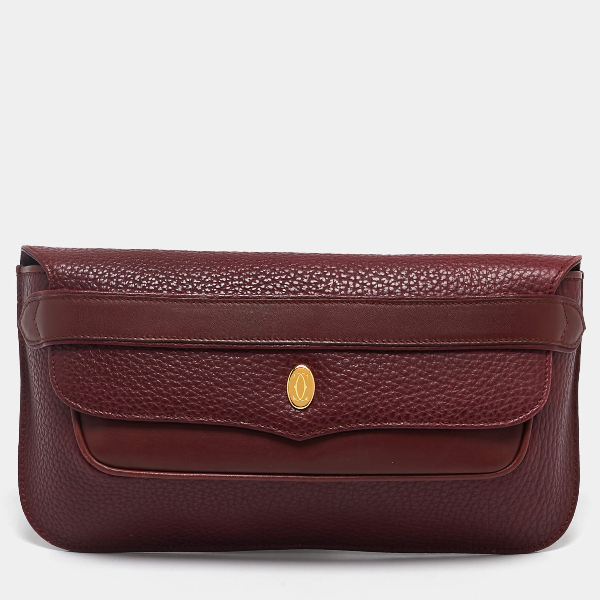 Cartier Burgundy Leather Must de Cartier Clutch