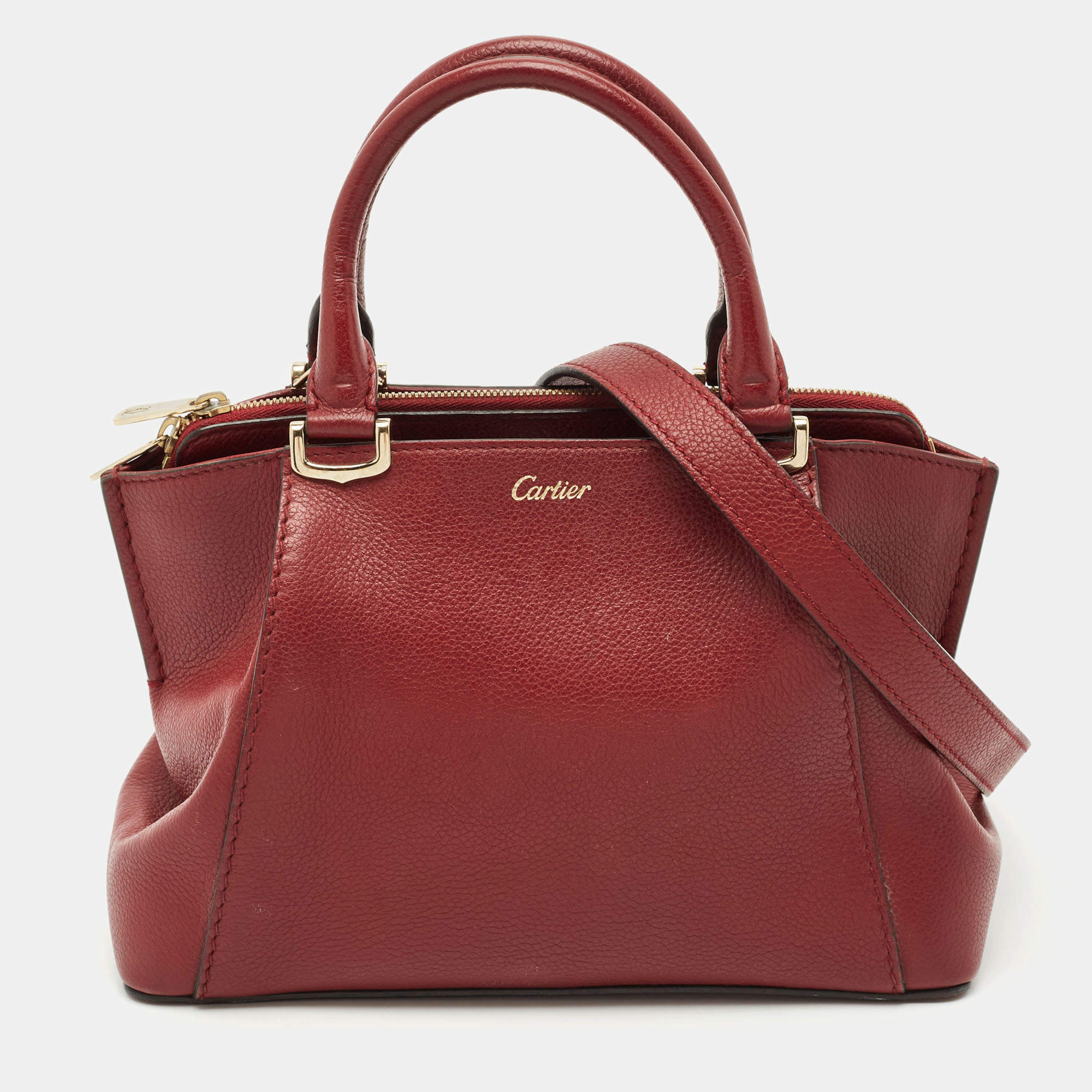 Cartier Dark Red Leather Mini C de Cartier Satchel