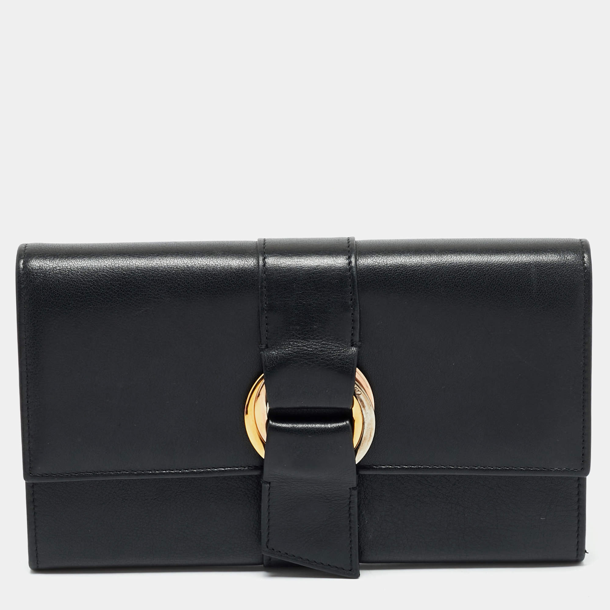 Cartier Black Leather Trinity Continental Wallet