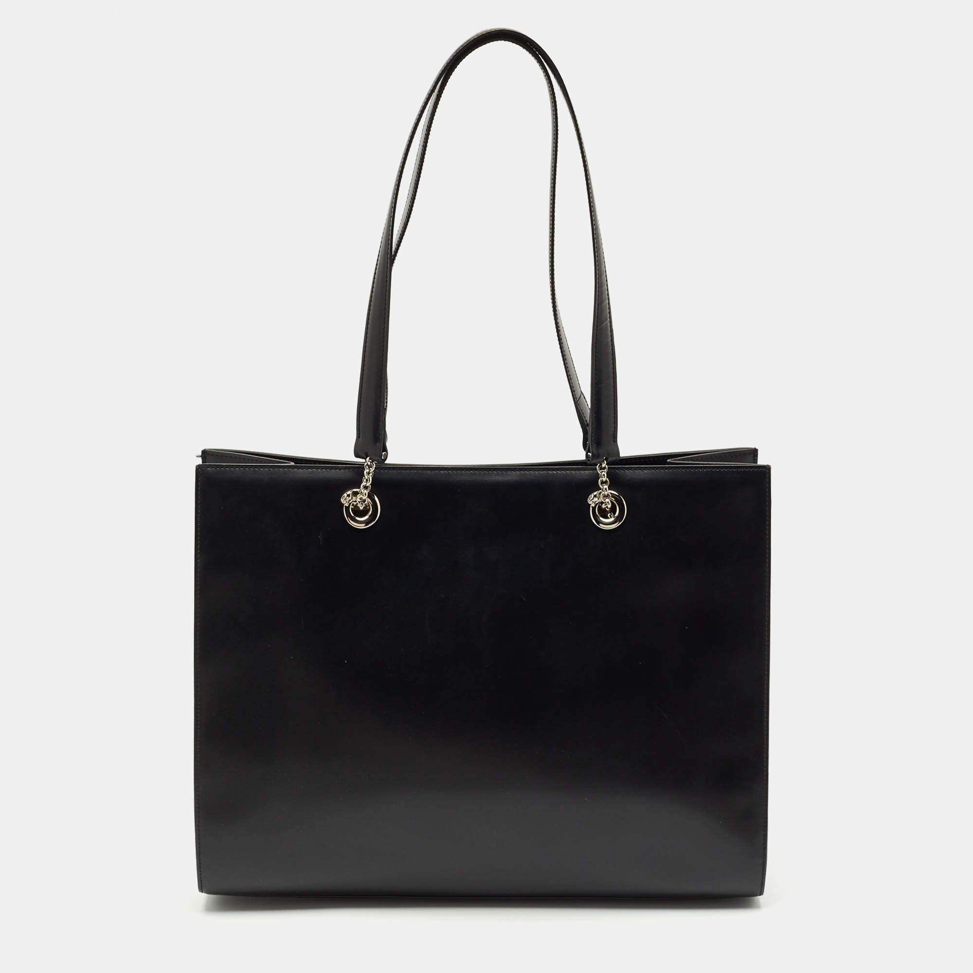 Pre Owned Cartier Black Leather Panthere Tote