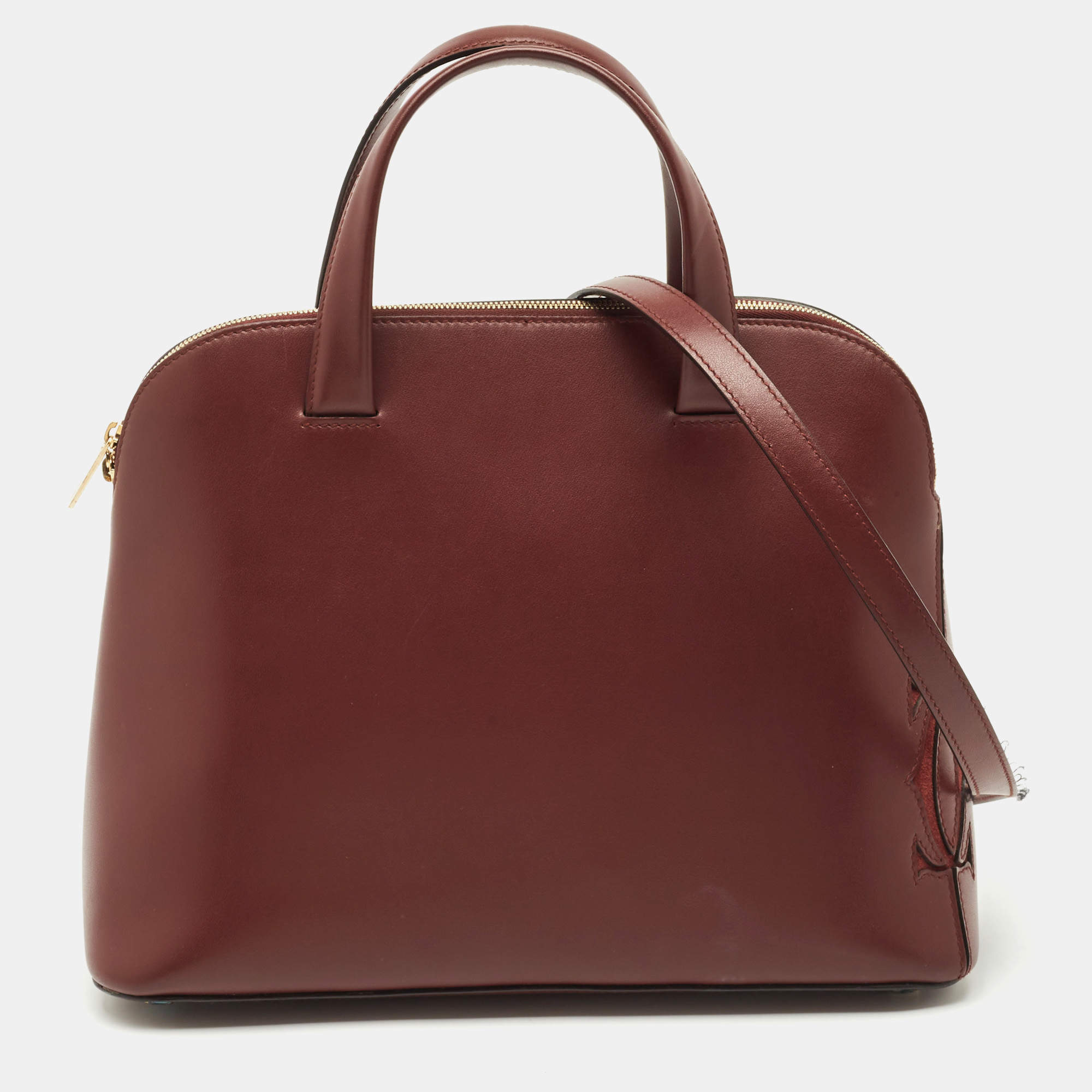 Pre Owned Cartier Burgundy Leather and Suede Must C Satchel