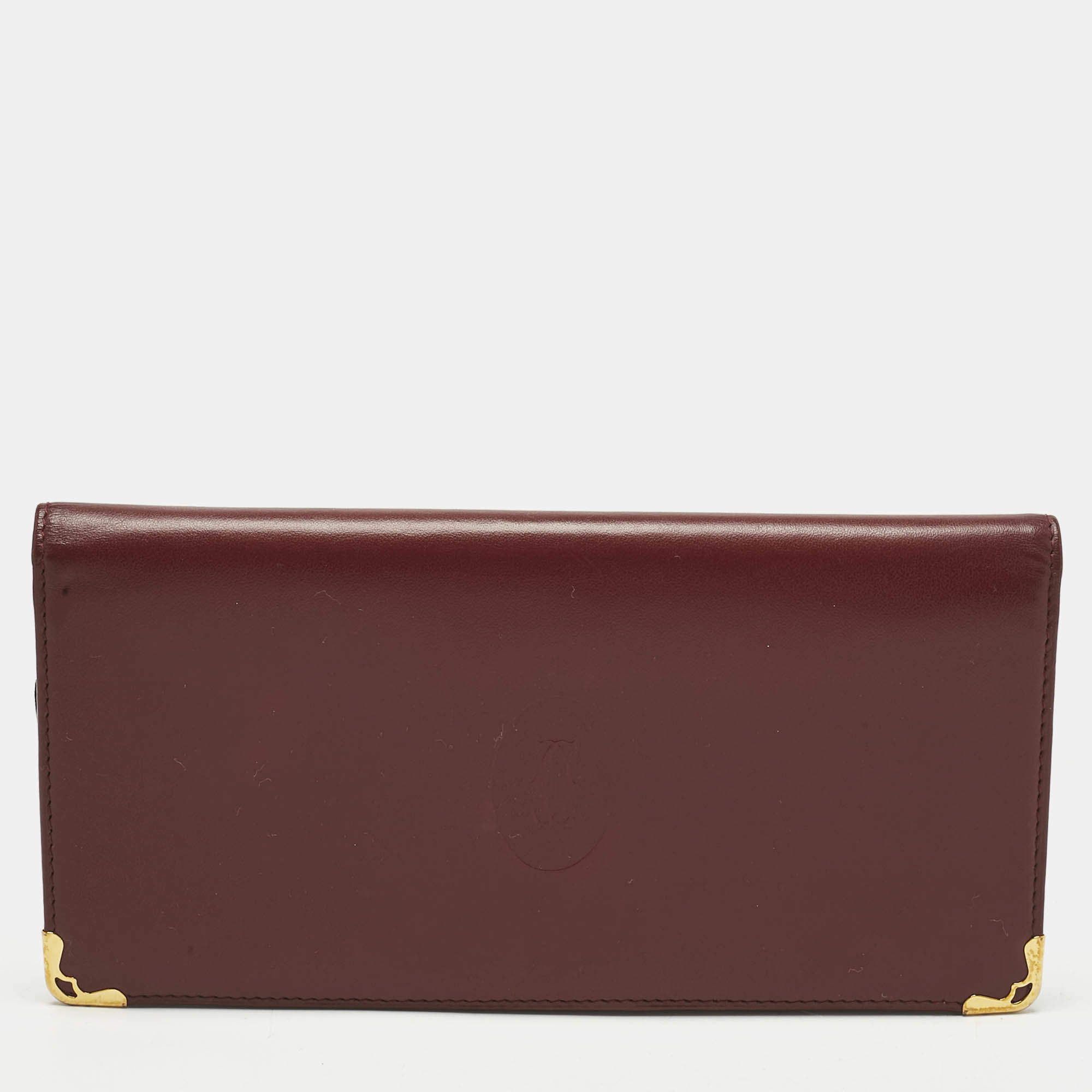Pre Owned Cartier Burgundy Leather Le Must De Cartier Long Wallet
