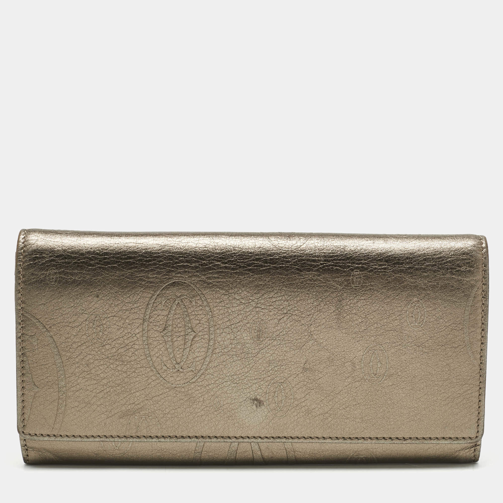 Pre Owned Cartier Gold Leather Happy Birthday Flap Continental Wallet