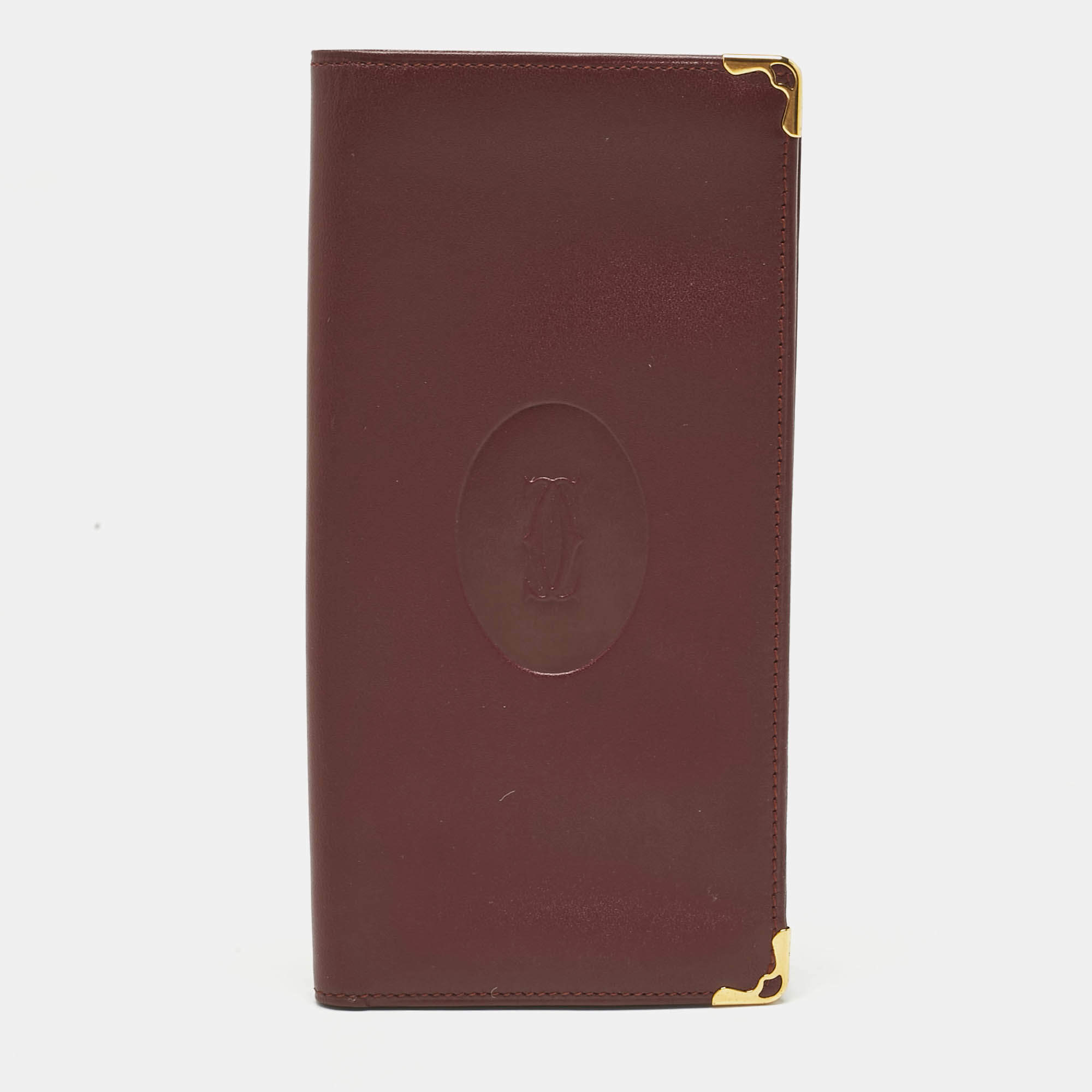 Pre Owned Cartier Burgundy Leather Le Must De Cartier Long Wallet