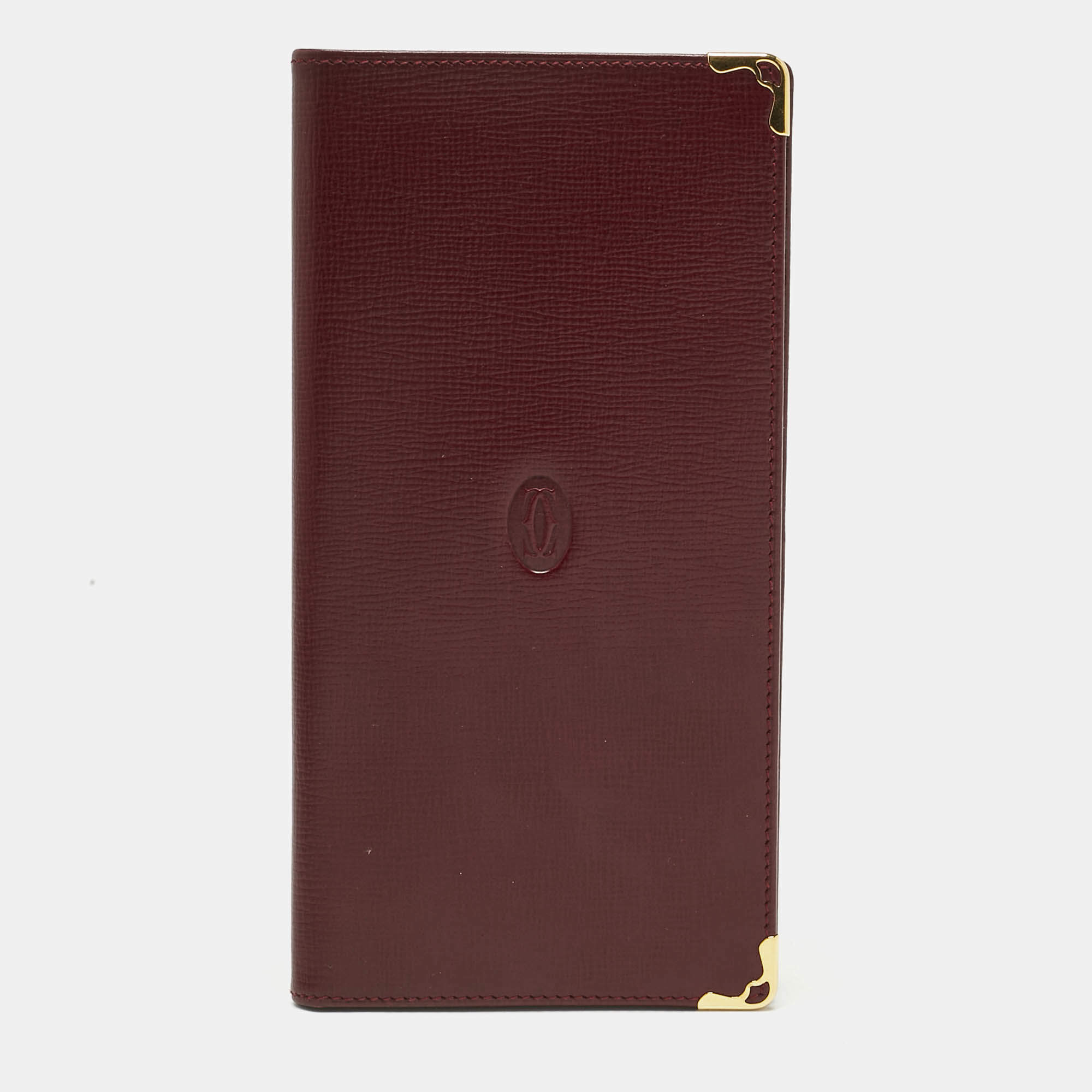 Pre Owned Cartier Burgundy Leather Le Must De Cartier Long Wallet