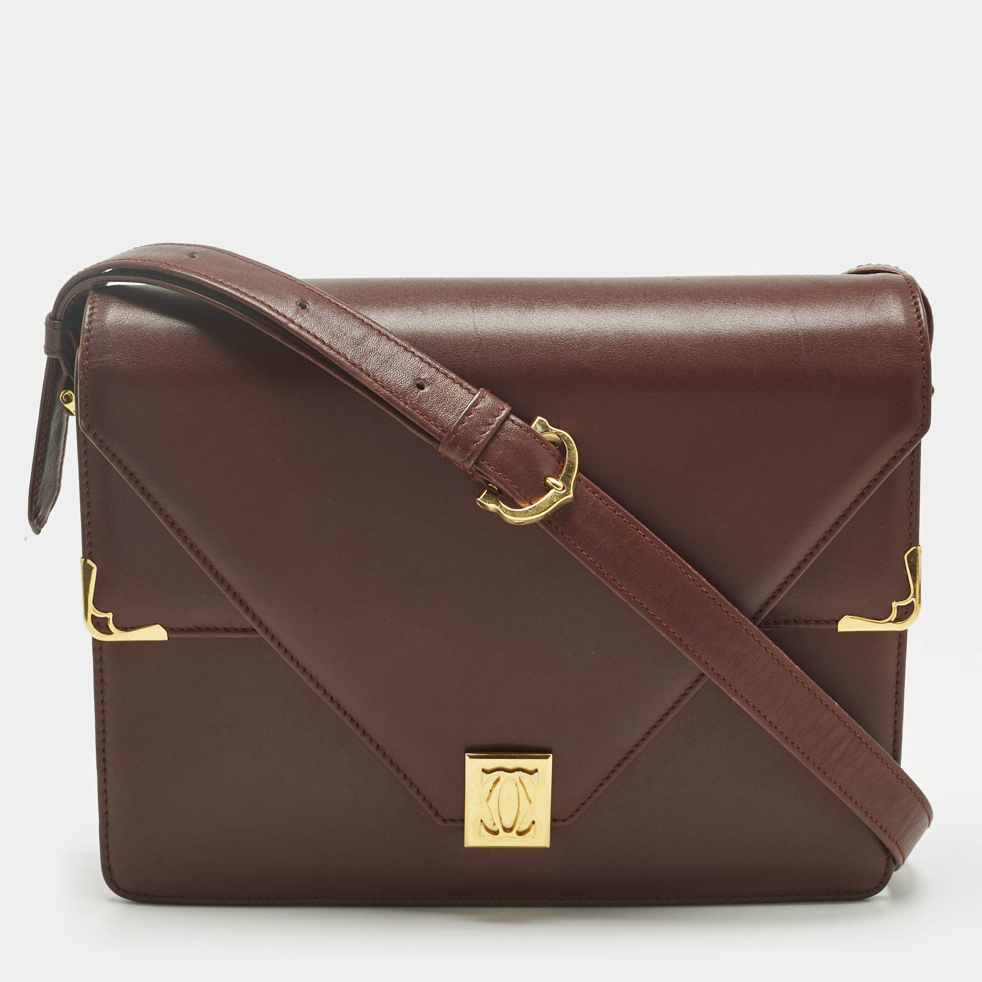 Pre Owned Cartier Red Leather Must de Cartier Shoulder Bag