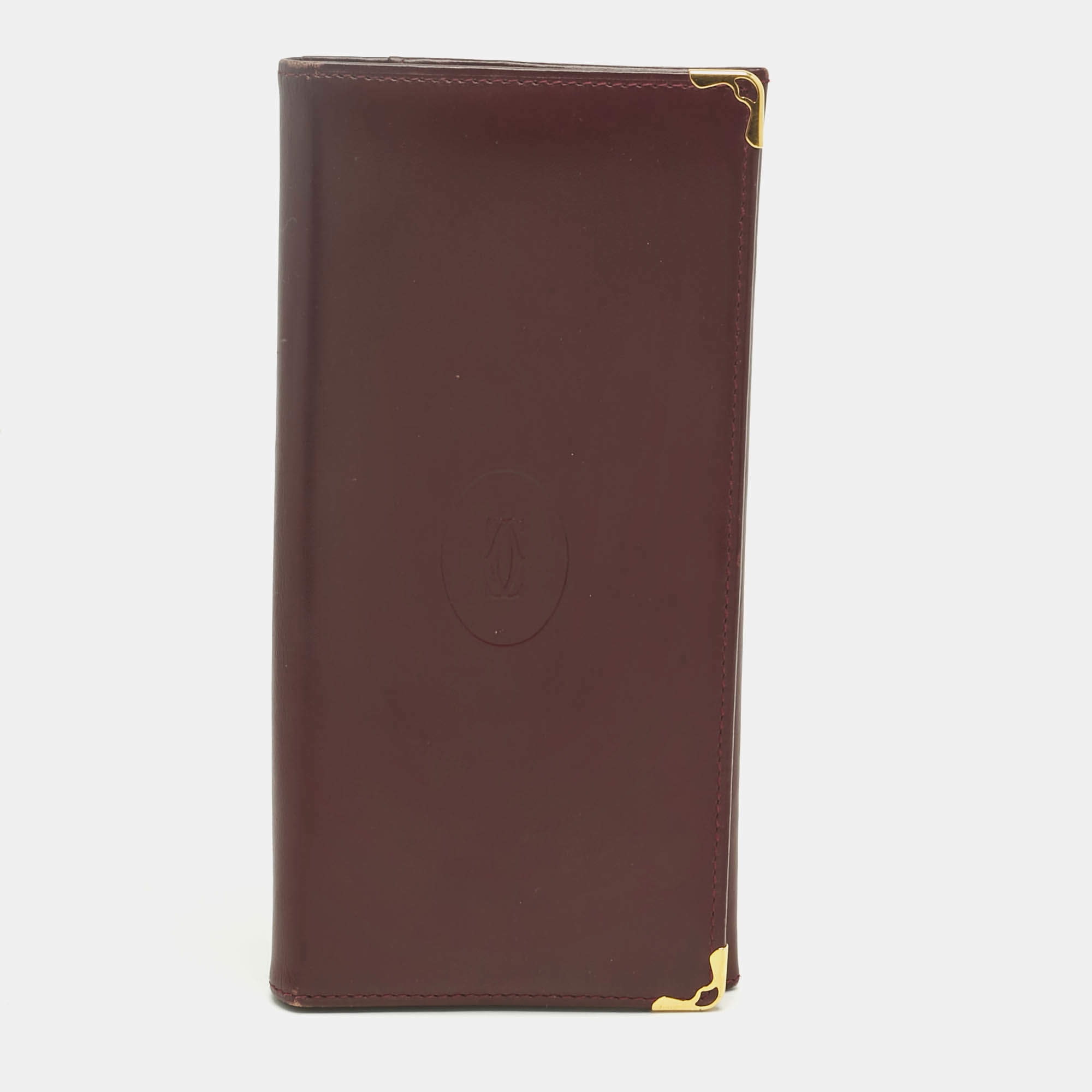 Pre Owned Cartier Burgundy Leather Must de Cartier Continental Wallet