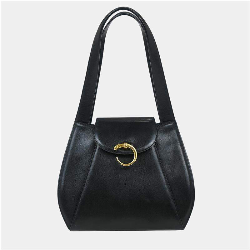 Pre Owned حقيبة يد بانثير جلد سوداء من كارتييه