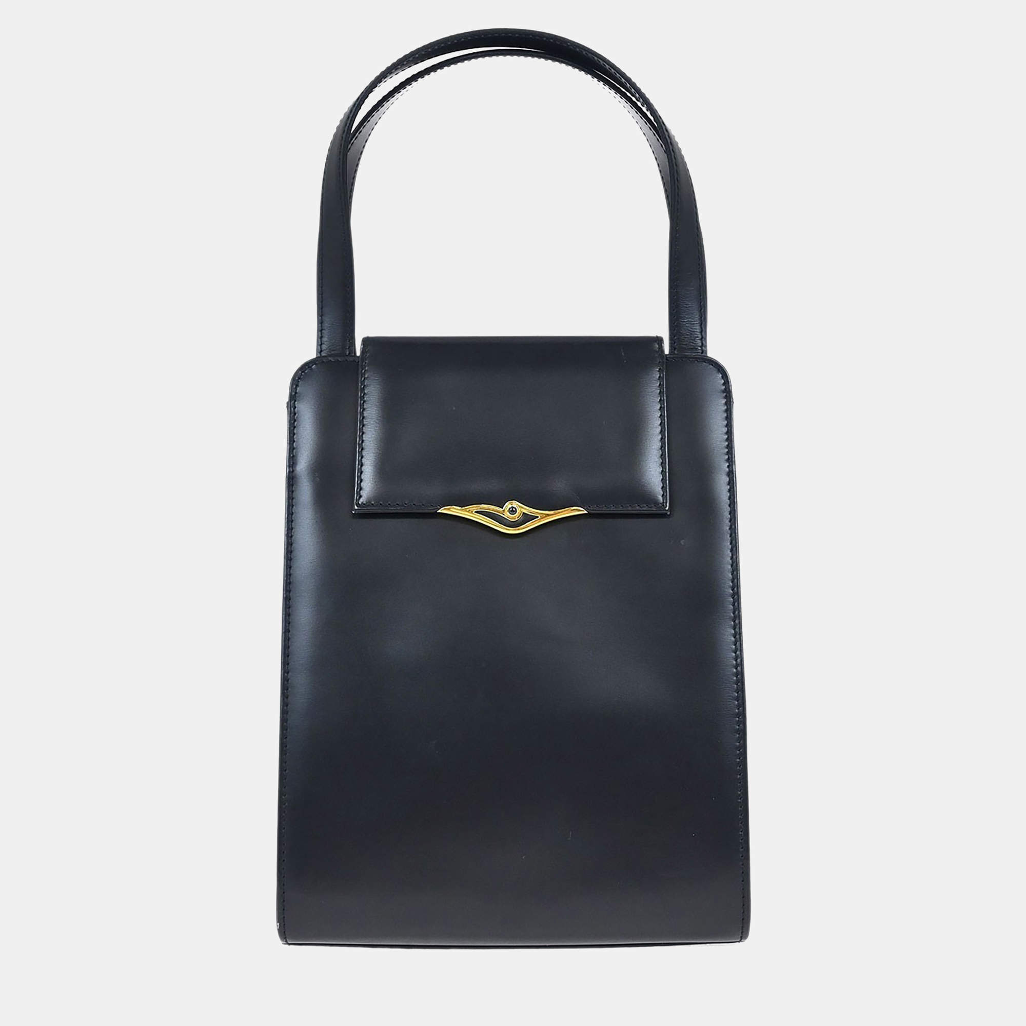 Pre Owned Cartier Sapphire Navy Calfskin Leather Shoulder Bag