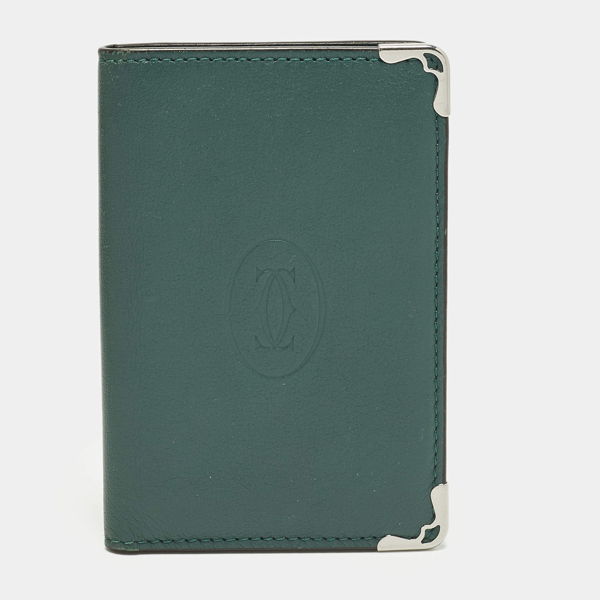Pre Owned Cartier Must de Cartier Green Leather Card Holder