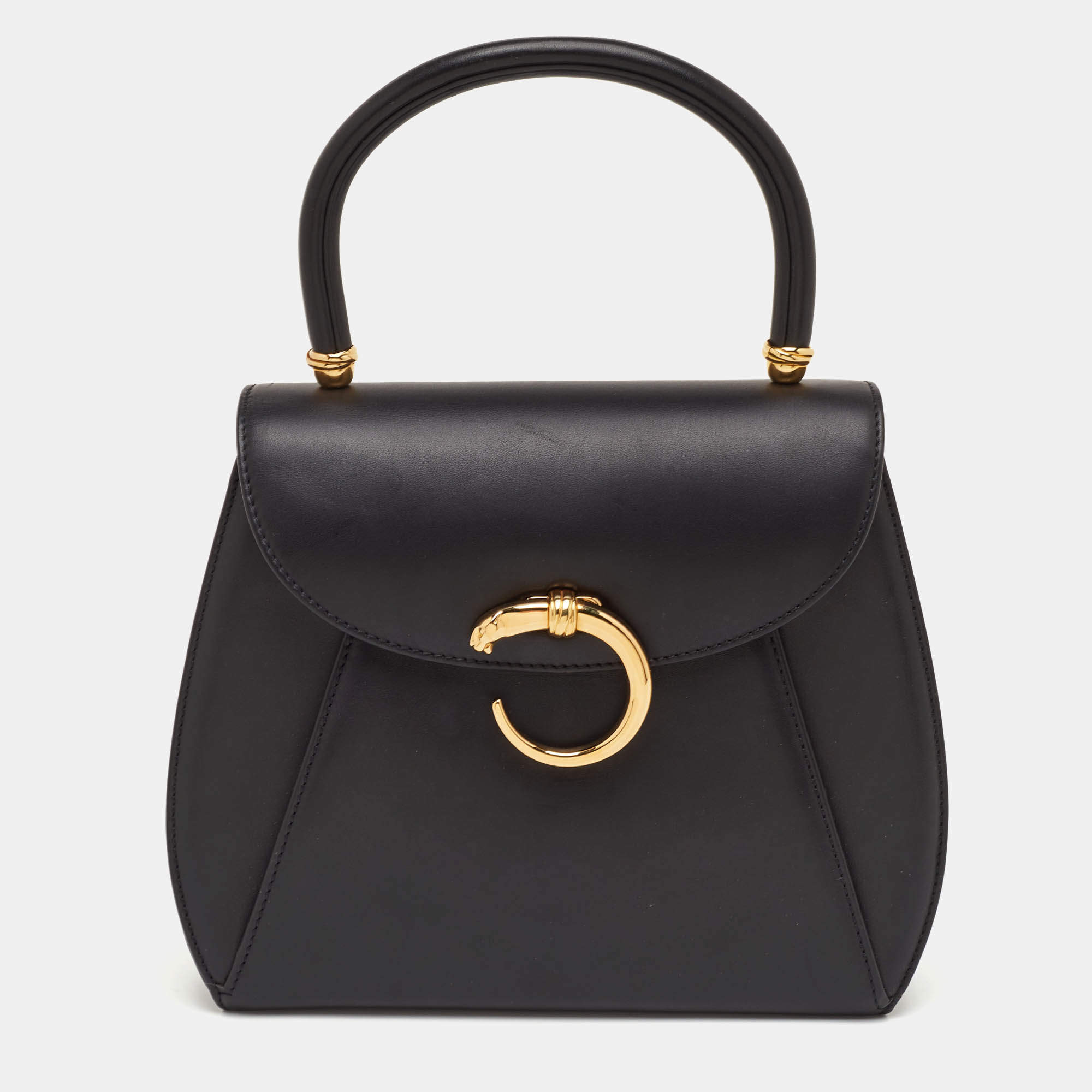 Pre Owned حقيبة كتف كارتتييه بانثر جلد أسود بيد علوية