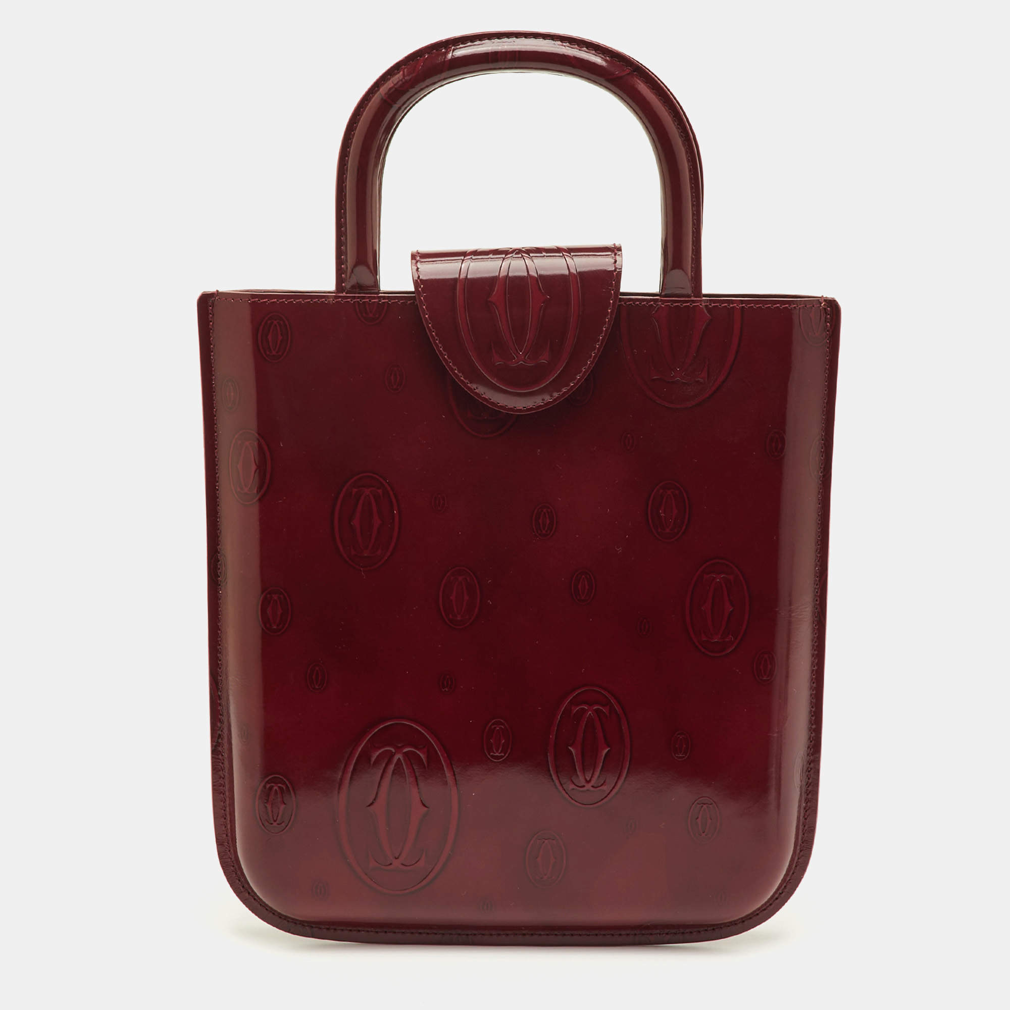 مملوكة مسبقًا Cartier Happy Birthday Mini Burgundy Patent Leather Tote