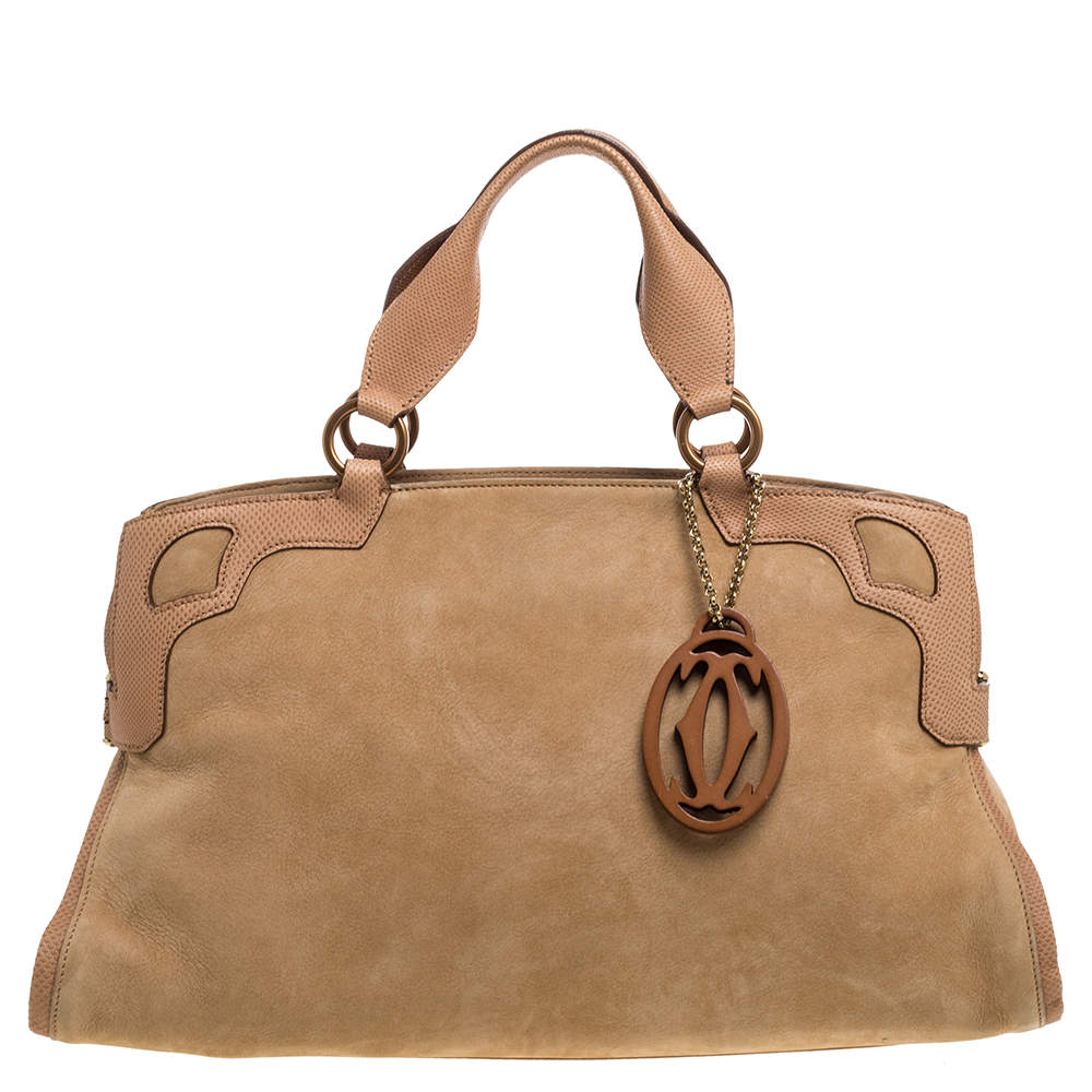 Pre Owned حقيبة كارتييه ماركلو دو كارتييه متوسطة جلد لامعة عنابية