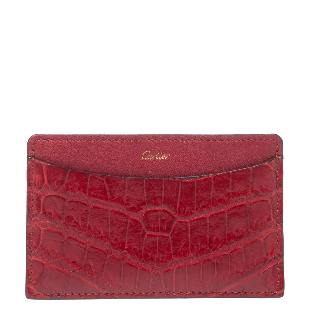 Cartier Red Crocodile Must De Cartier Card Holder