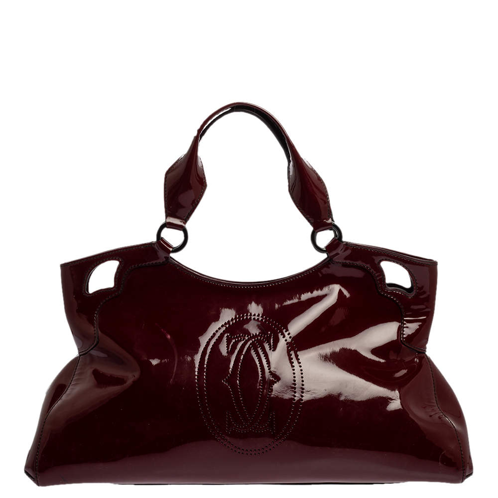 مملوكة مسبقًا حقيبة كارتييه ماركلو دو كارتييه متوسطة جلد لامعة عنابية