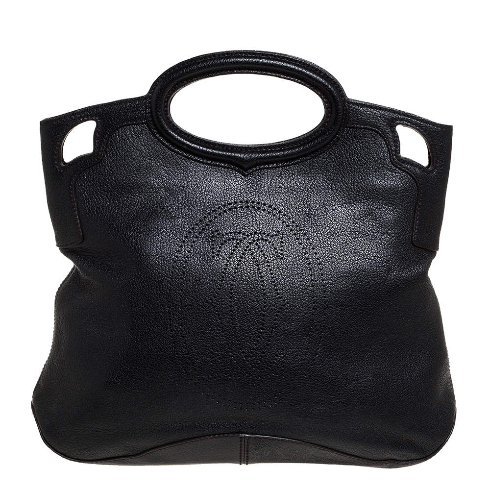 Pre Owned Cartier Black Leather Marcello de Cartier Tote