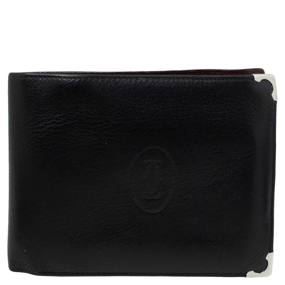 مملوكة مسبقًا Cartier Black Leather Must De Cartier Bifold Wallet