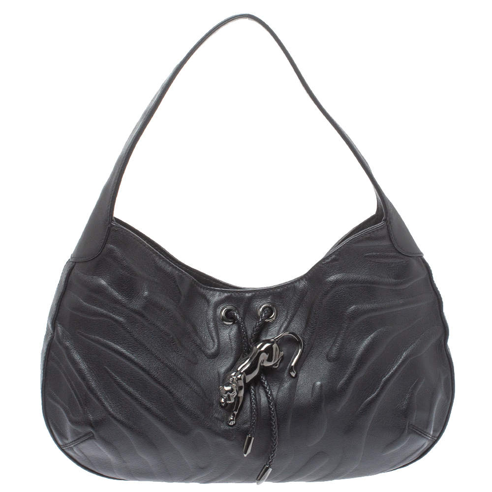 Pre Owned Cartier Black Leather Small Panthere de Cartier Bag