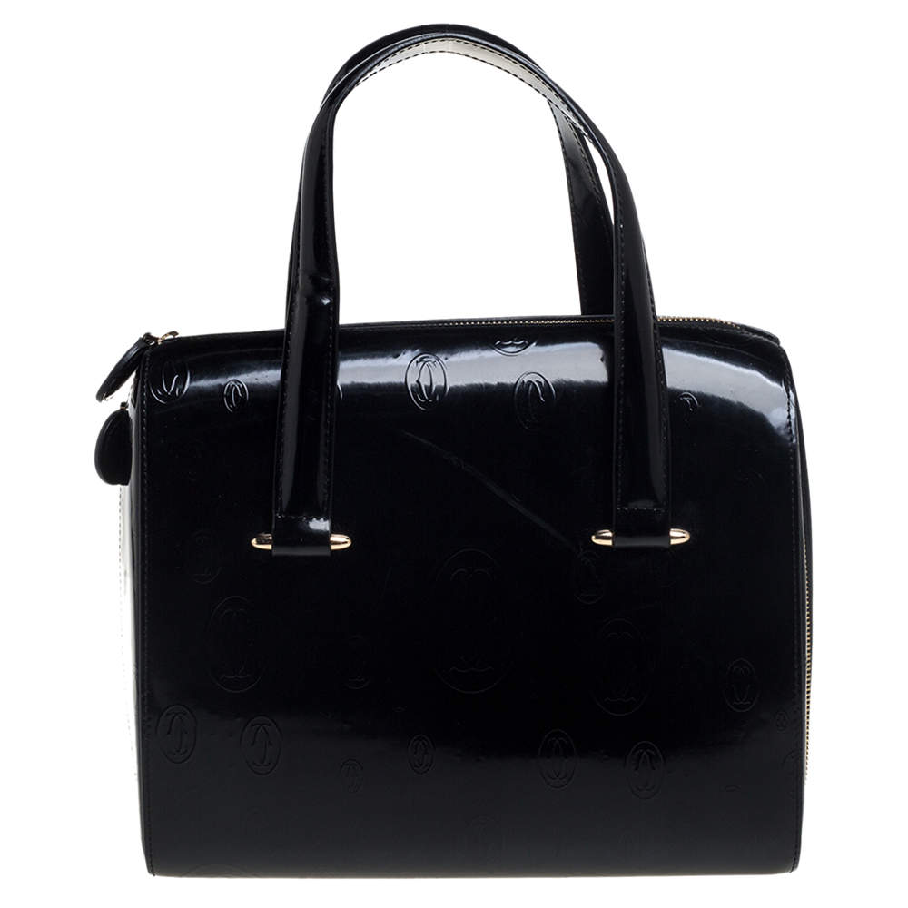 Pre Owned Cartier Black Leather Happy Birthday Satchel