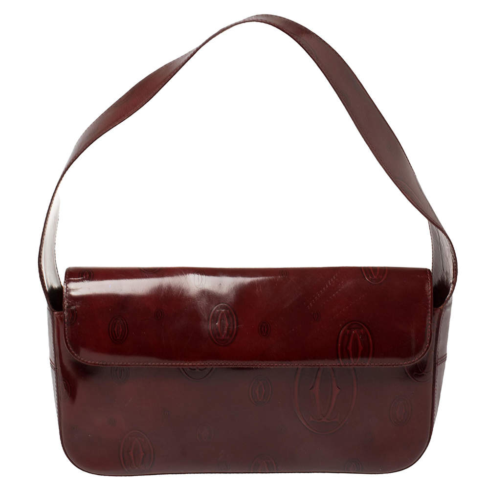 Cartier Burgundy Patent Leather Happy Birthday Shoulder Bag
