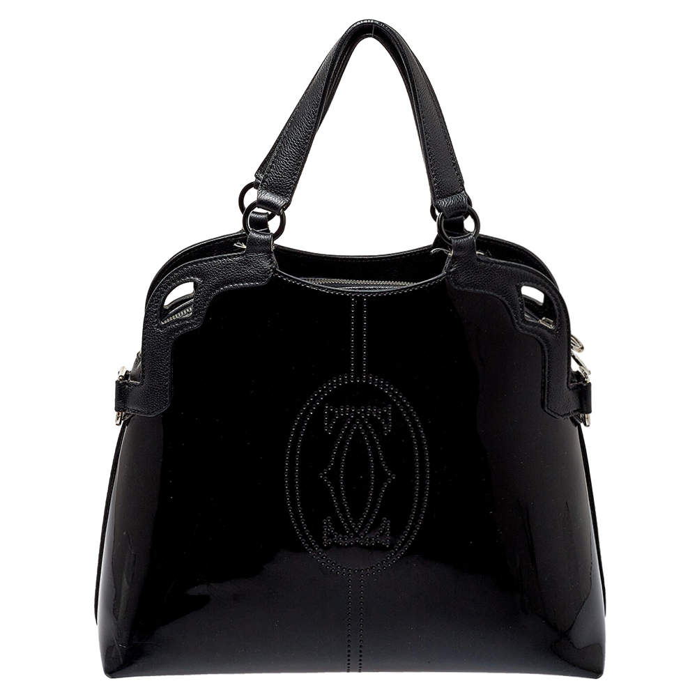Pre Owned Cartier Black Patent Leather Marcello de Cartier Satchel