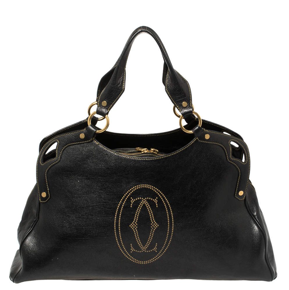 مملوكة مسبقًا Cartier Black Leather "Marcello de Cartier" Shoulder Bag