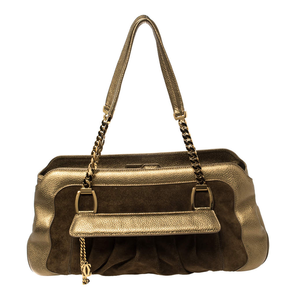 مملوكة مسبقًا Cartier Gold Suede and Leather La Dona Shoulder Bag