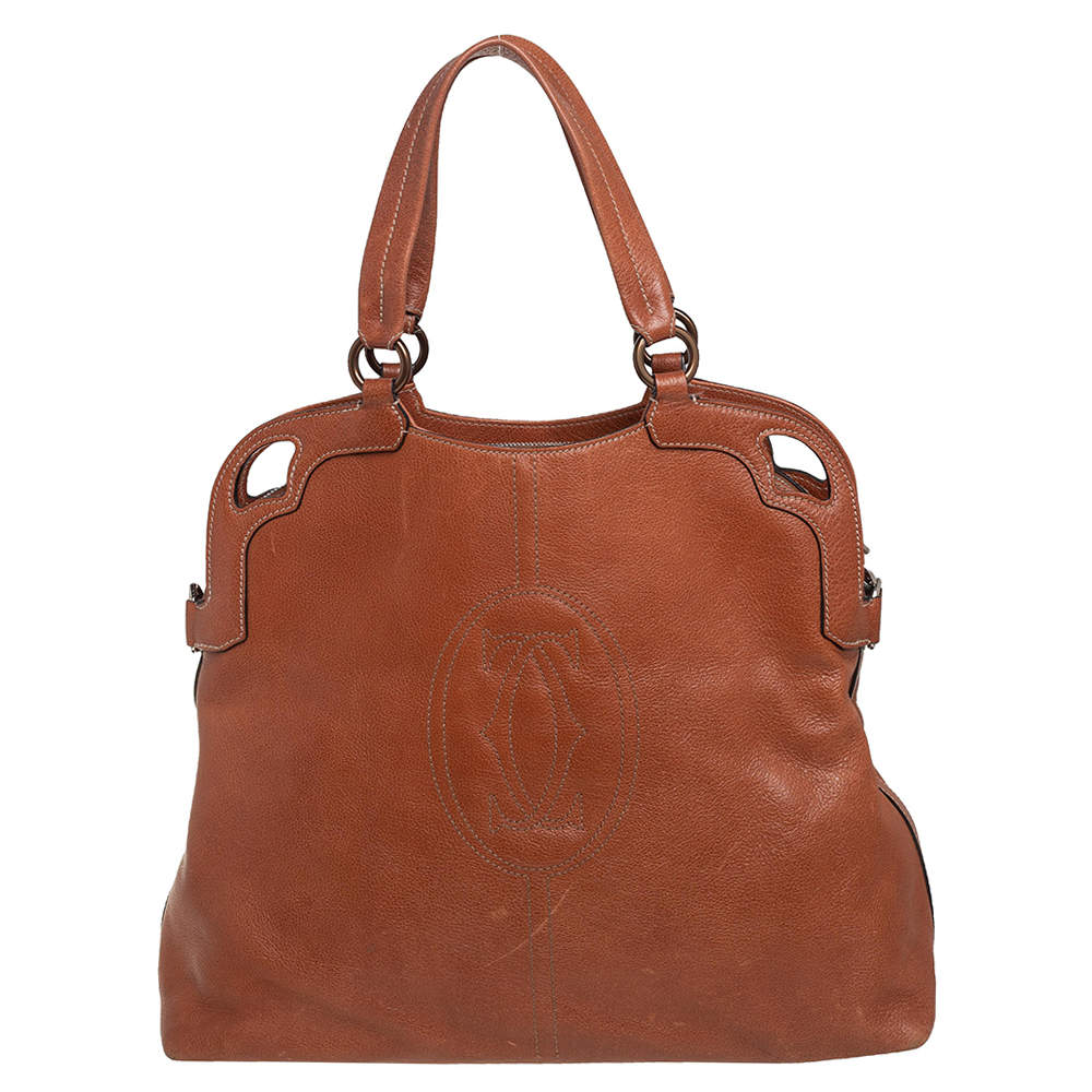 Pre Owned Cartier Brown Leather Marcello de Cartier Satchel