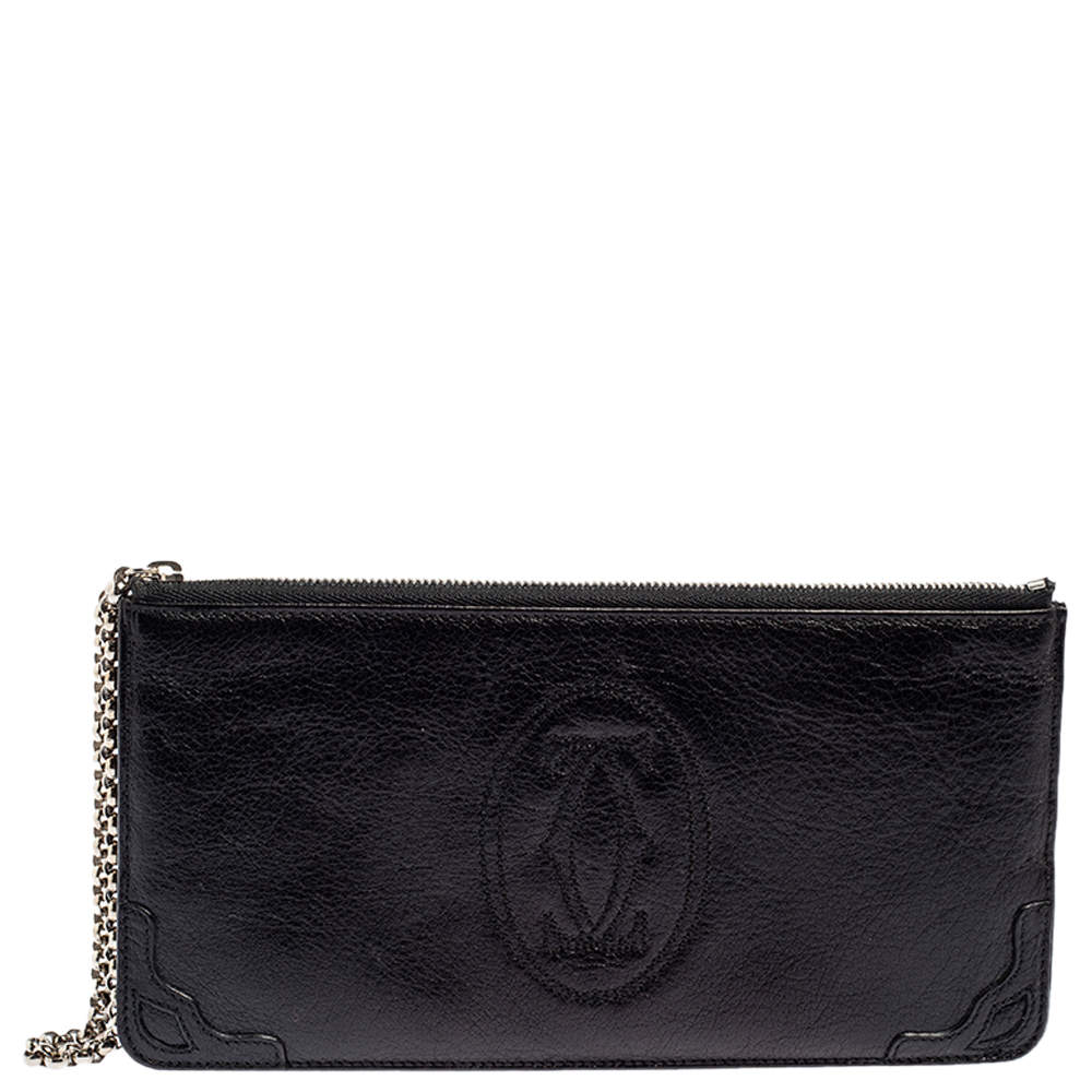 Pre Owned Cartier Metallic Black Leather Marcello de Cartier Clutch