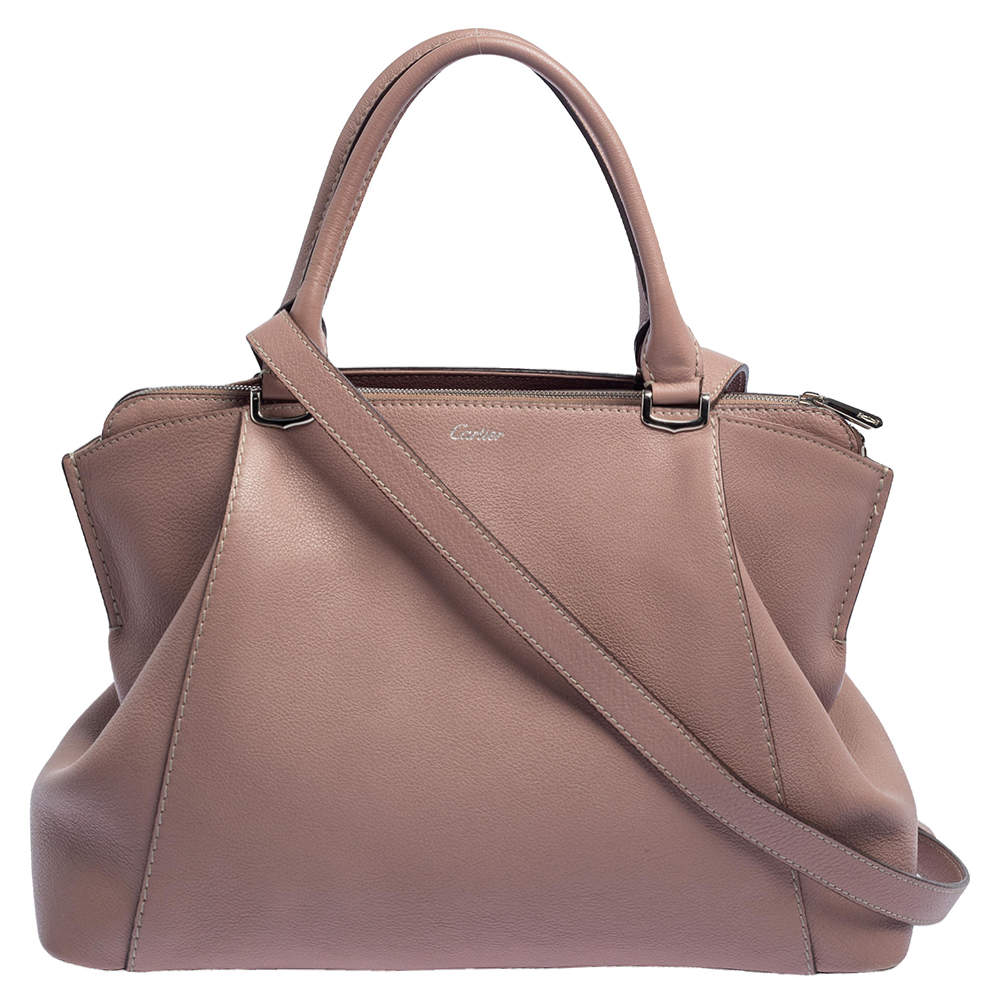 Pre Owned Cartier Pink Leather C De Cartier Medium Satchel