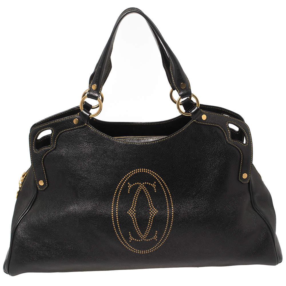 Pre Owned حقيبة ساتشل كارتييه مارسلو دو كارتييه جلد أسود