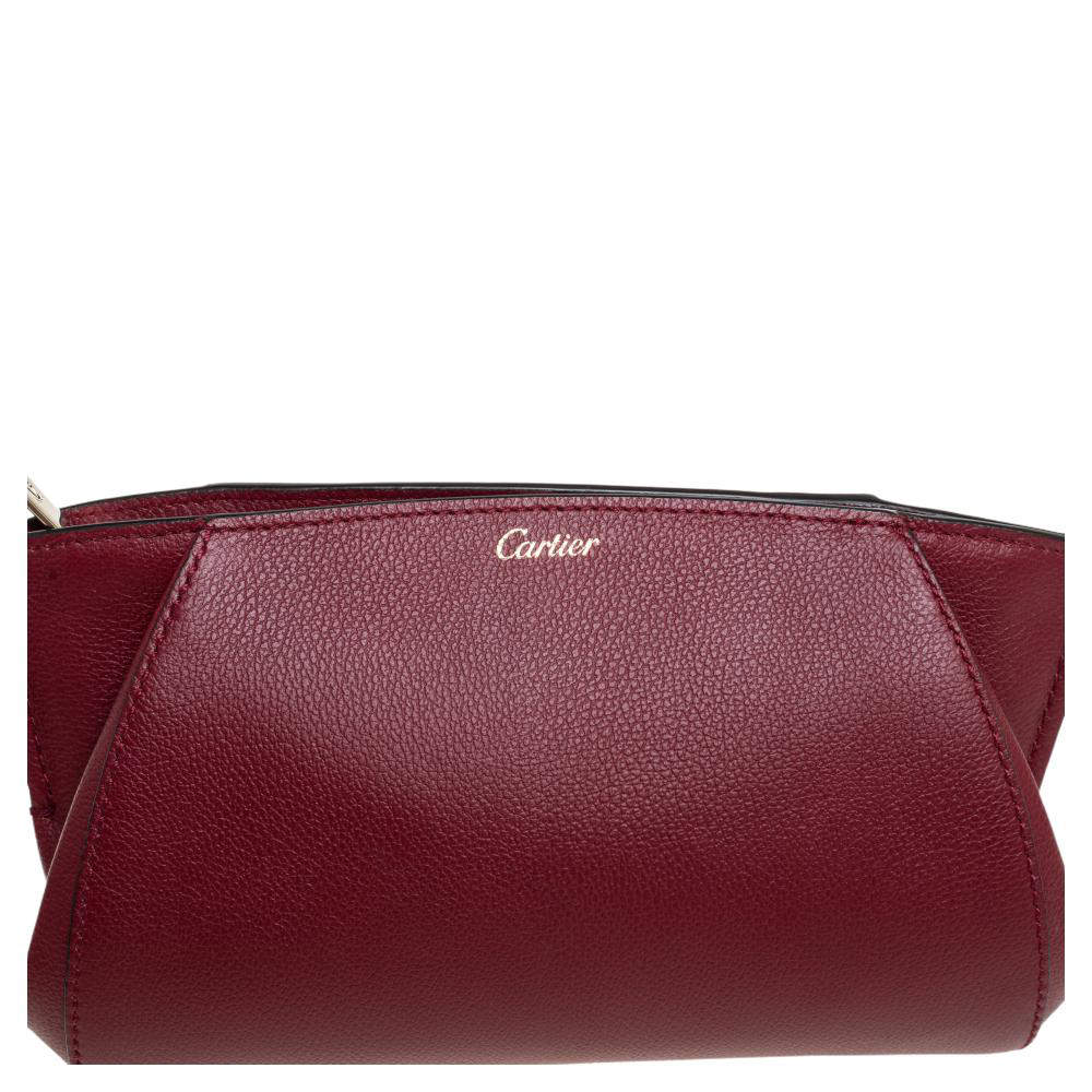 Pre Owned Cartier Red Leather C De Cartier Clutch