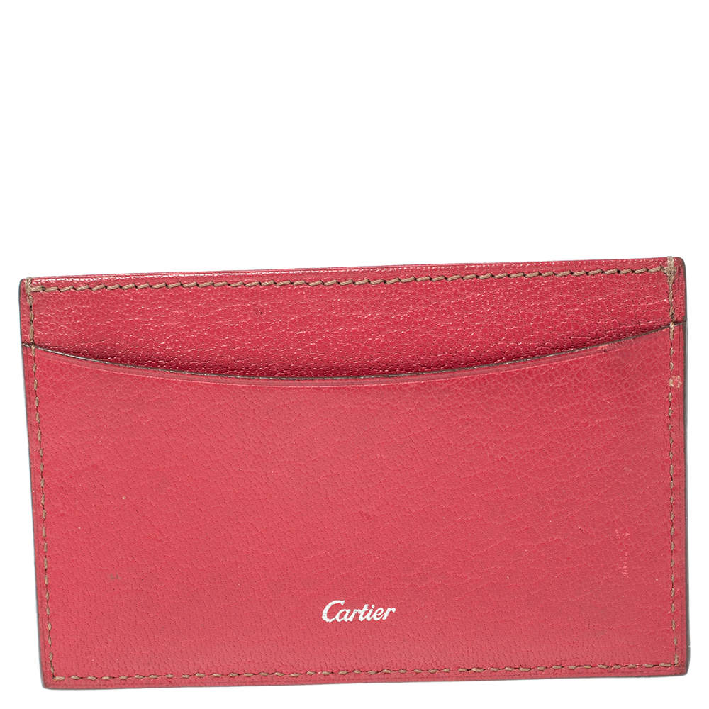 Pre Owned حافظة بطاقات كارتييه سيمبل سليم جلد فوشيا