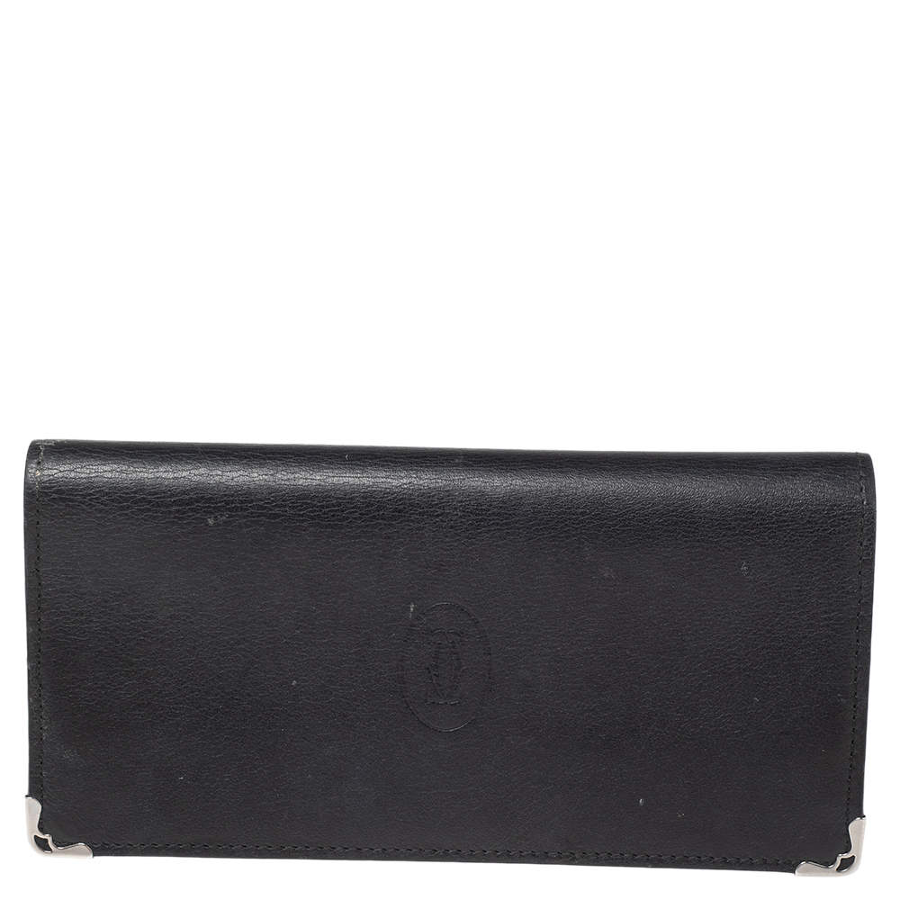 Pre Owned محفظة كارتييه موست دو كارتييه إنترناشيونال جلد أسود بسحاب 