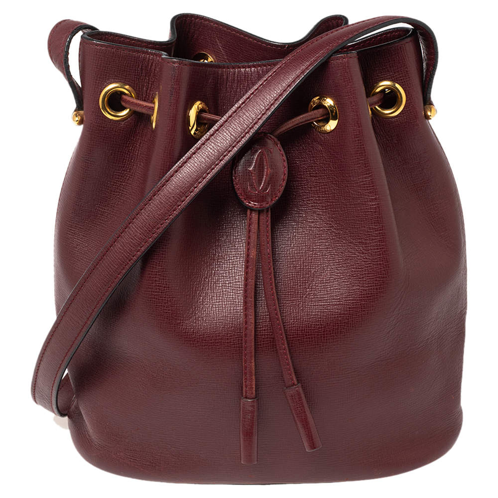 Cartier Burgundy Leather Bucket Bag