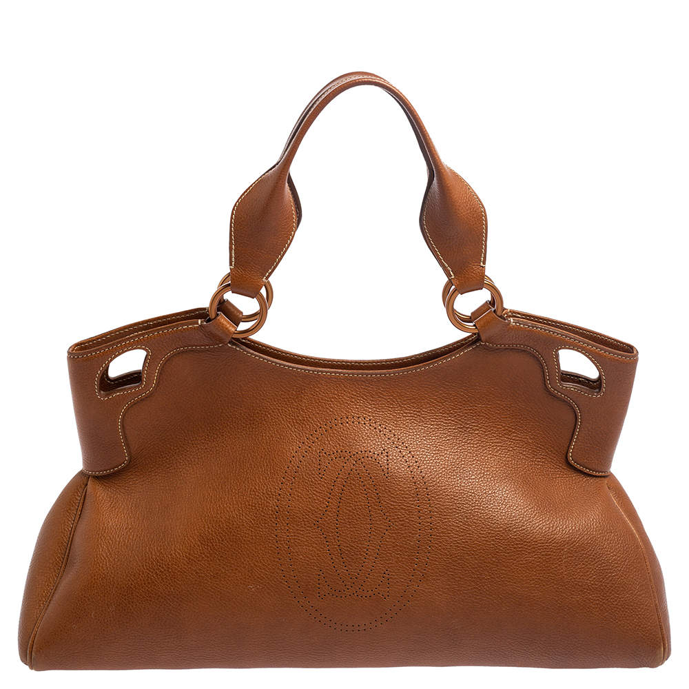 مملوكة مسبقًا حقيبة كارتييه ماركلو دو كارتييه متوسطة جلد بني