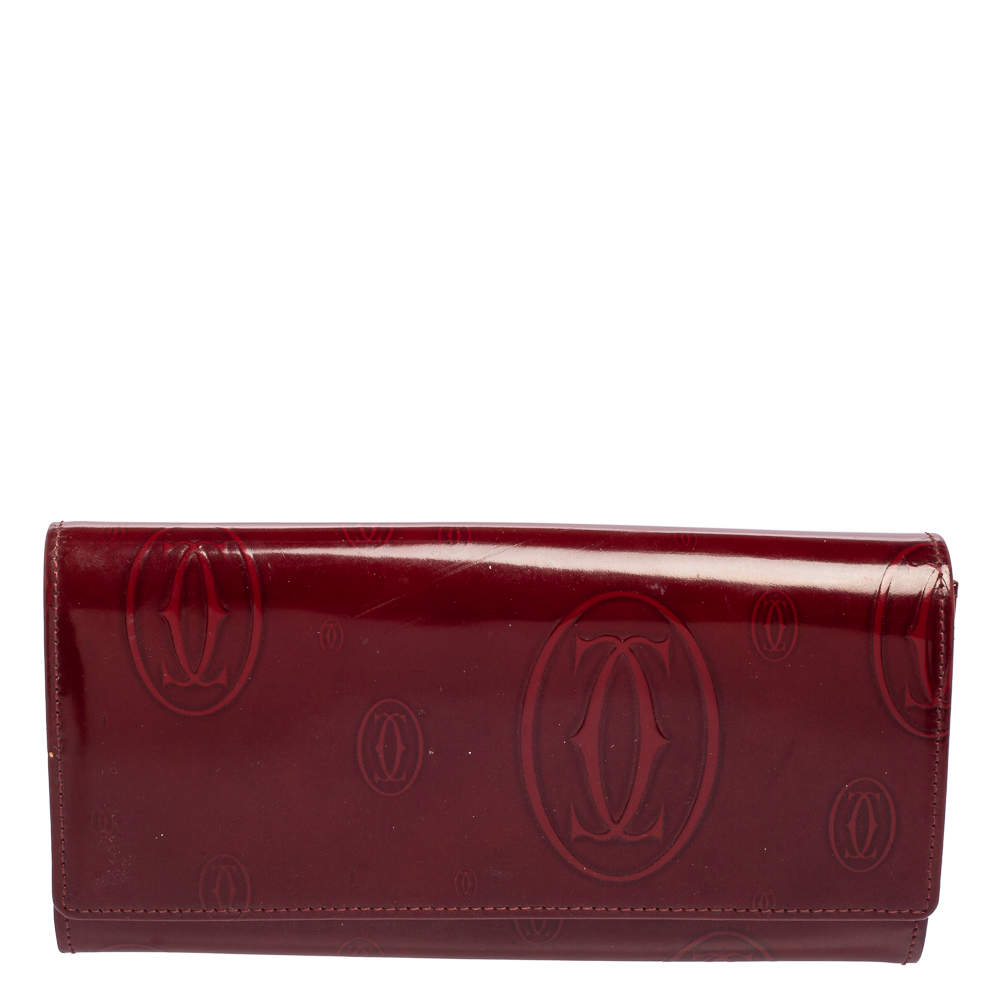 Pre Owned Cartier Dark Red Leather Happy Birthday Continental Wallet