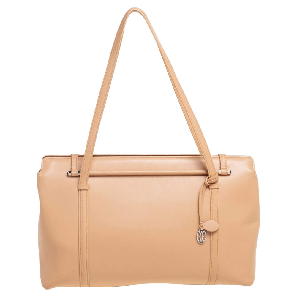 مملوكة مسبقًا Cartier Beige Leather Cabochon Tote 