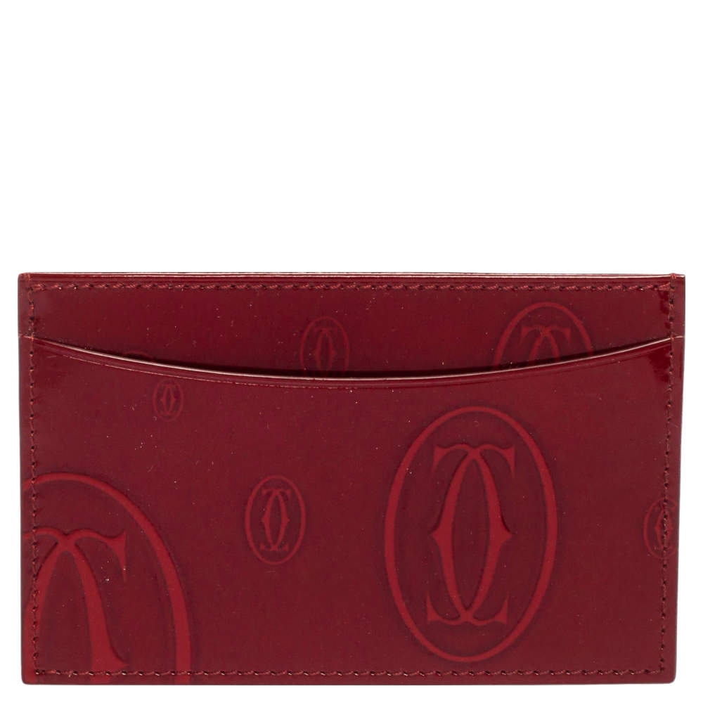 Pre Owned Cartier Red Patent Leather Happy Birthday Card Holder