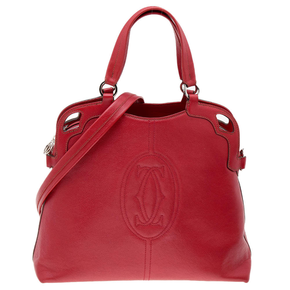 Pre Owned حقيبة ساتشل كارتييه مارسيليو دو كارتييه جلد أحمر