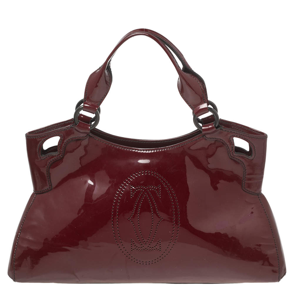 Pre Owned Cartier Red Patent Leather Marcello de Cartier Bag