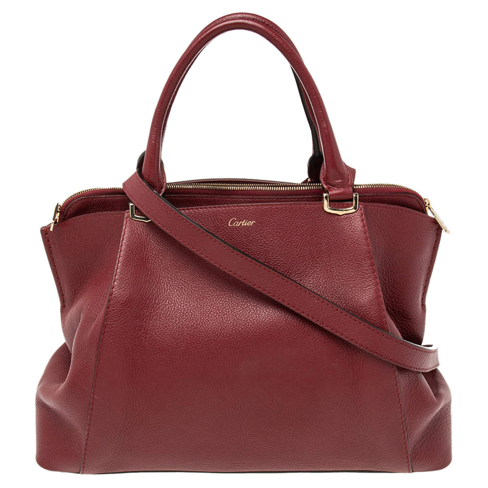 Pre Owned Cartier Red Leather C de Cartier Bag