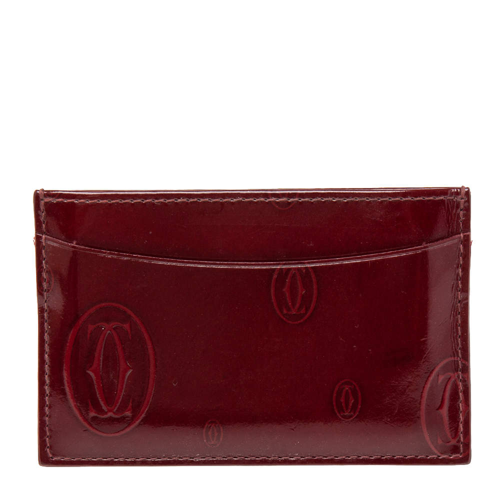 مملوكة مسبقًا محفظة بطاقات كارتييه هابي بيرث داي جلد أحمر لامع