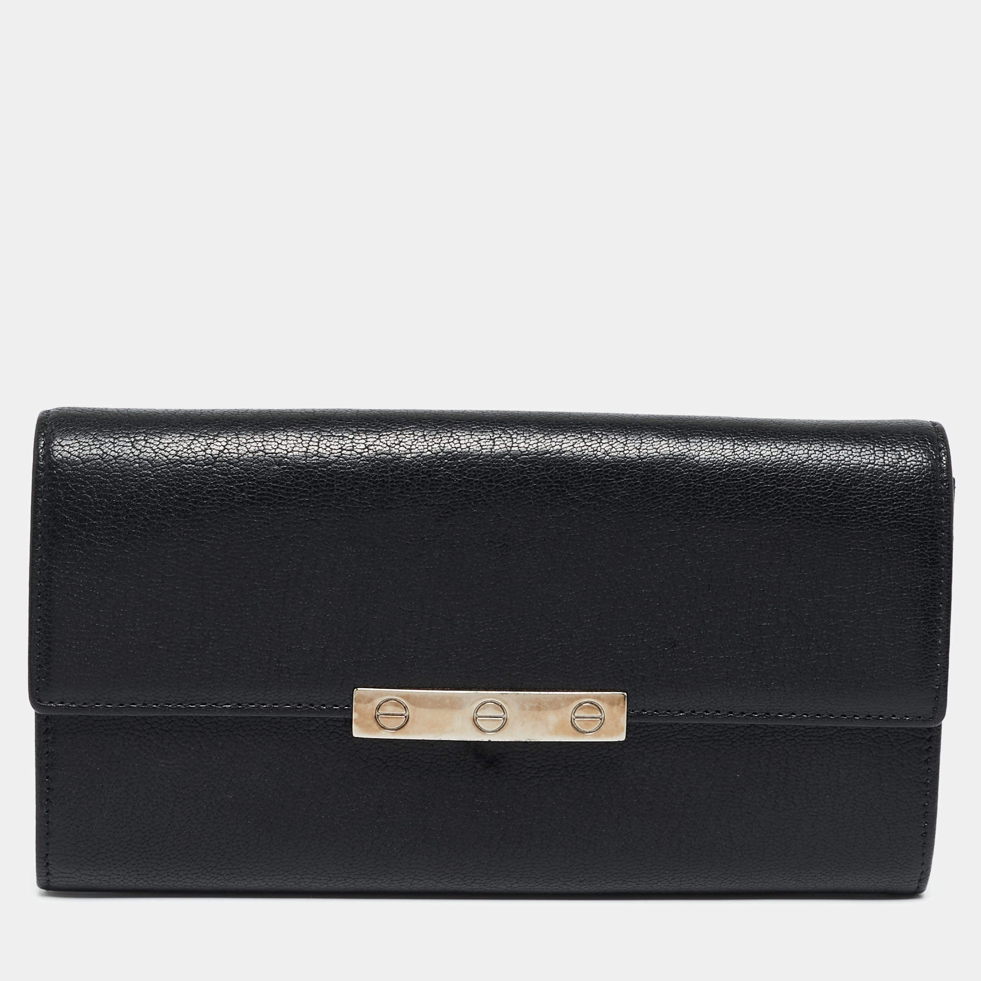 Pre Owned Cartier Black Leather Love Continental Wallet