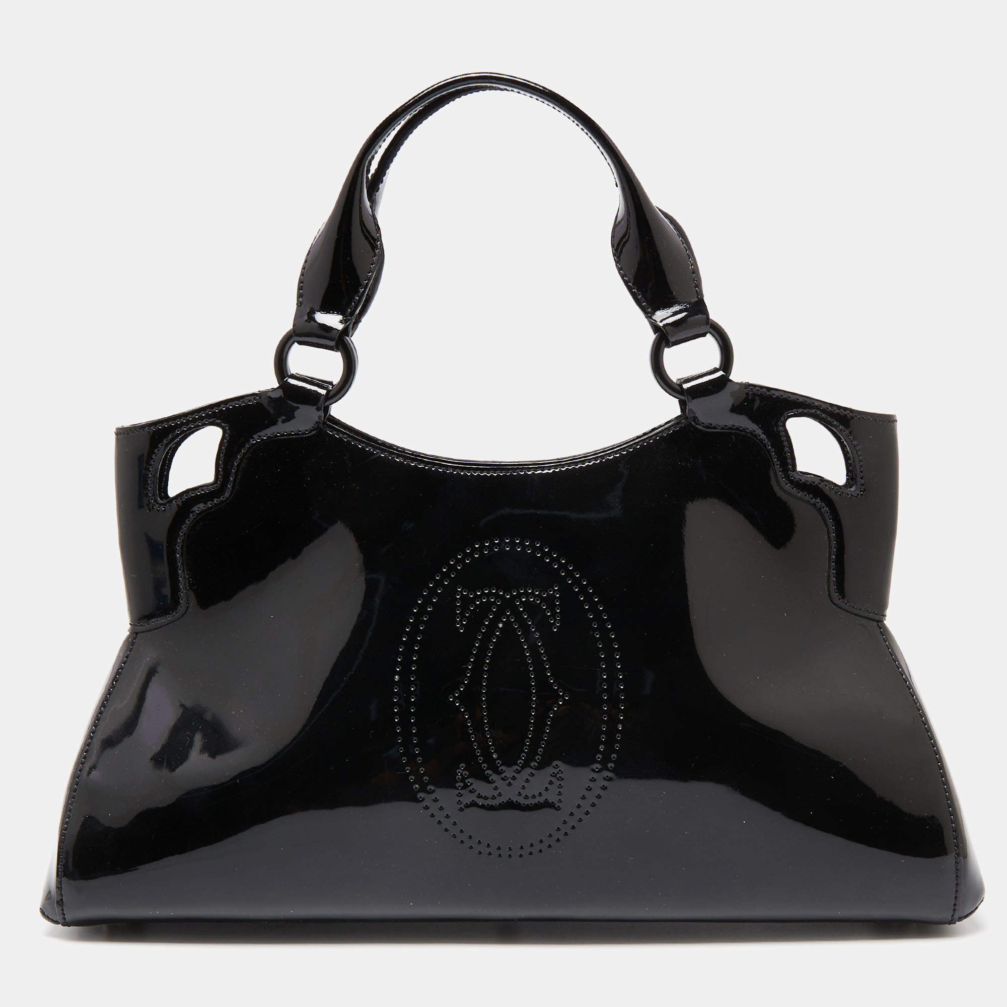 Pre Owned حقيبة كارتييه مارسيلو دي كارتييه جلد أسود لامع