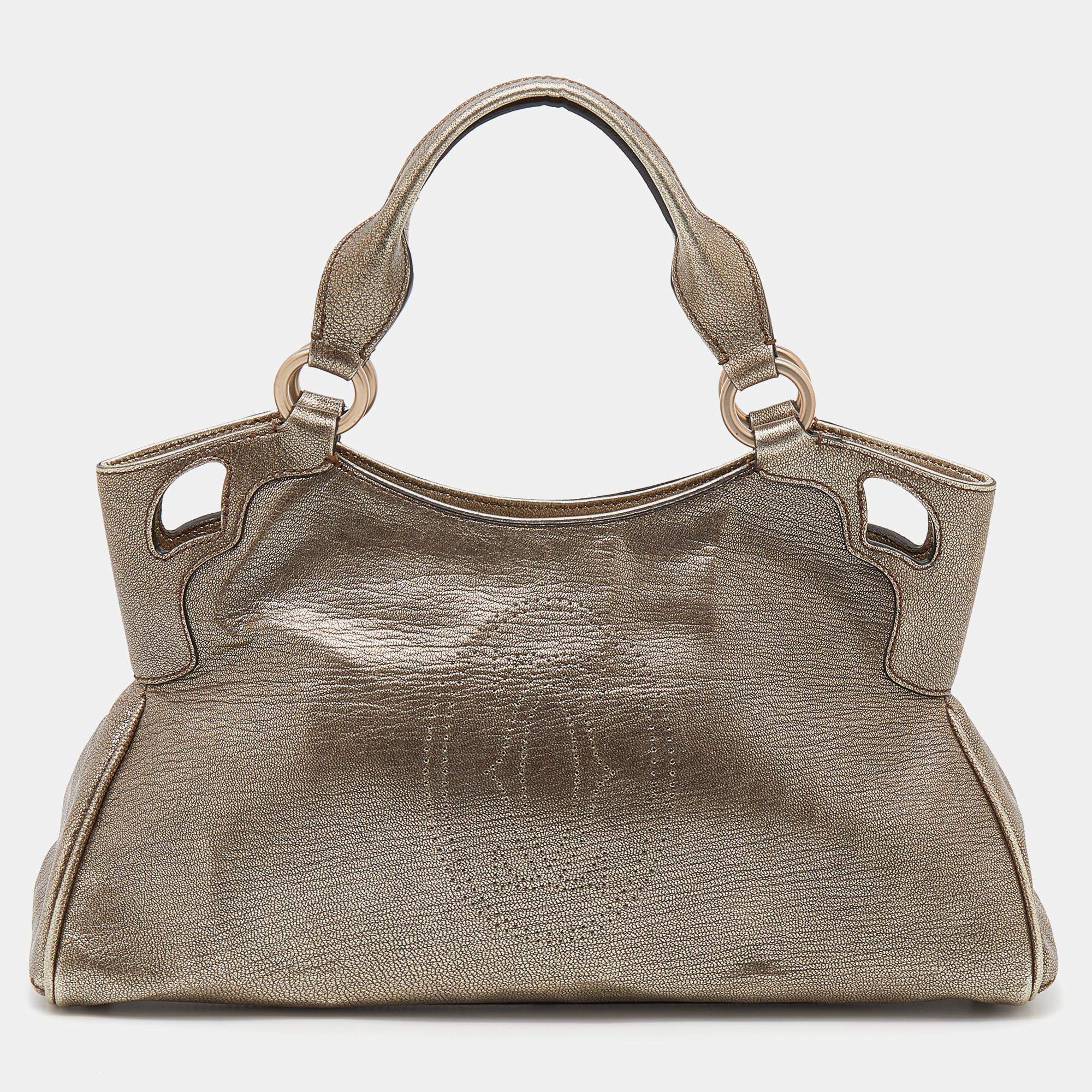 Pre Owned Cartier Metallic Gold Leather Marcello de Cartier Shoulder Bag