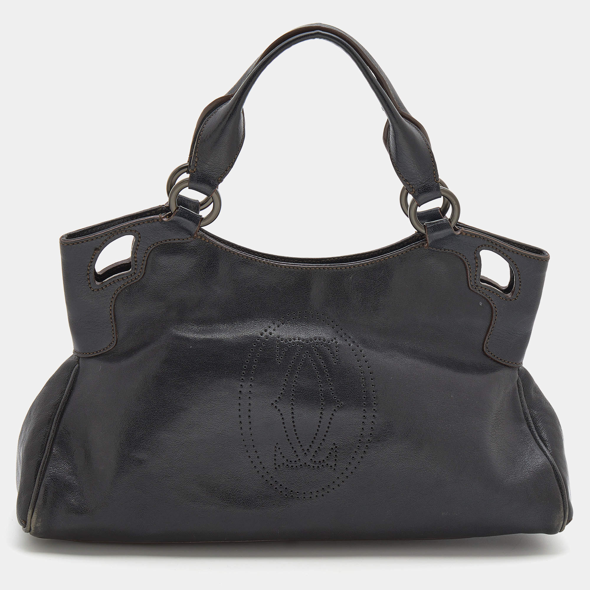 Pre Owned Cartier Black Leather Marcello de Cartier Satchel