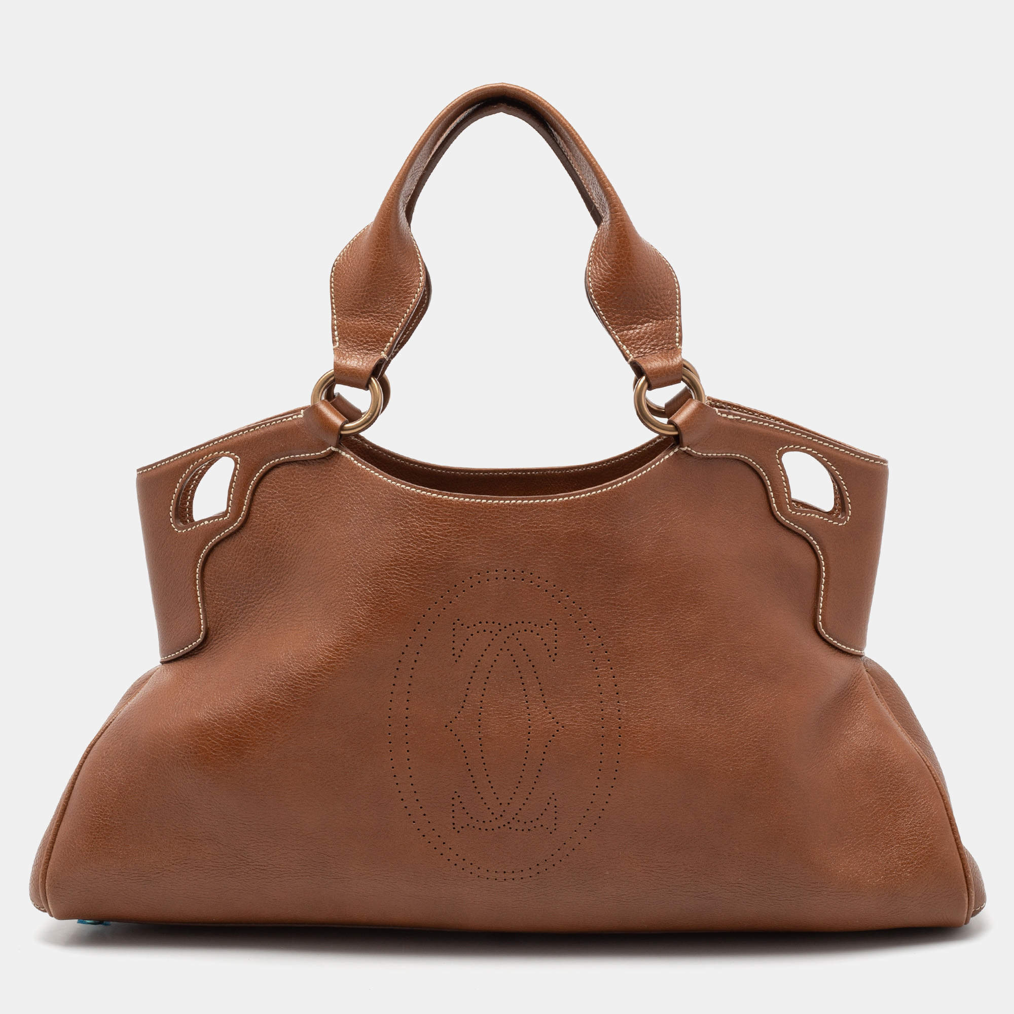 Pre Owned Cartier Brown Leather Marcello de Cartier Tote